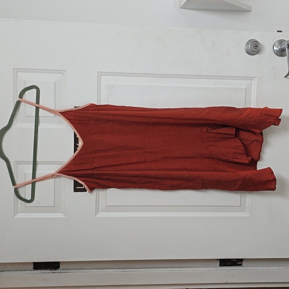 LACAUSA Women's Easy Slip Dress Ruffle Hem Orange - Picture 2 of 12